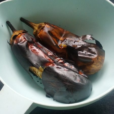 Aubergines un peu brulees