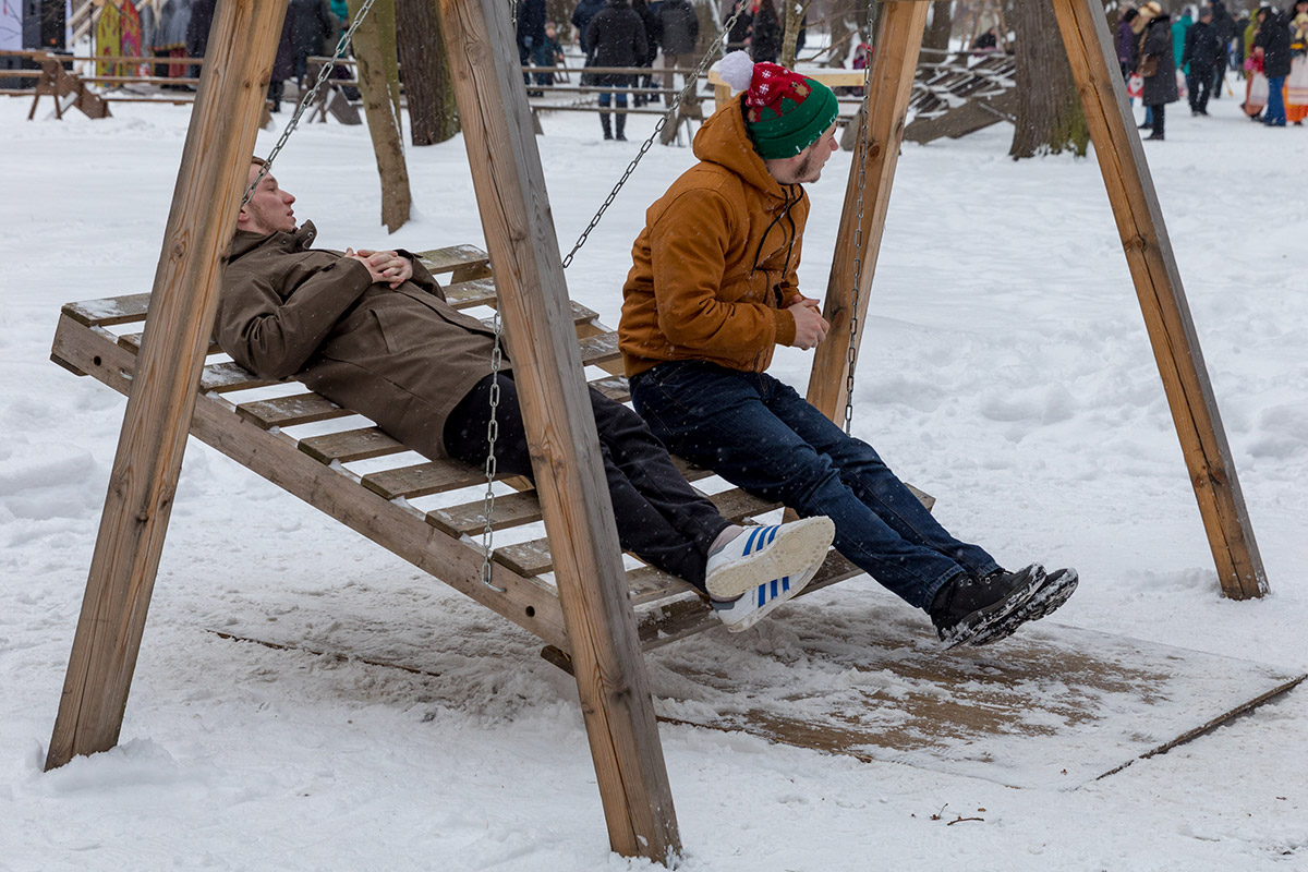 Swinging is a traditional activity in Maslenitsa